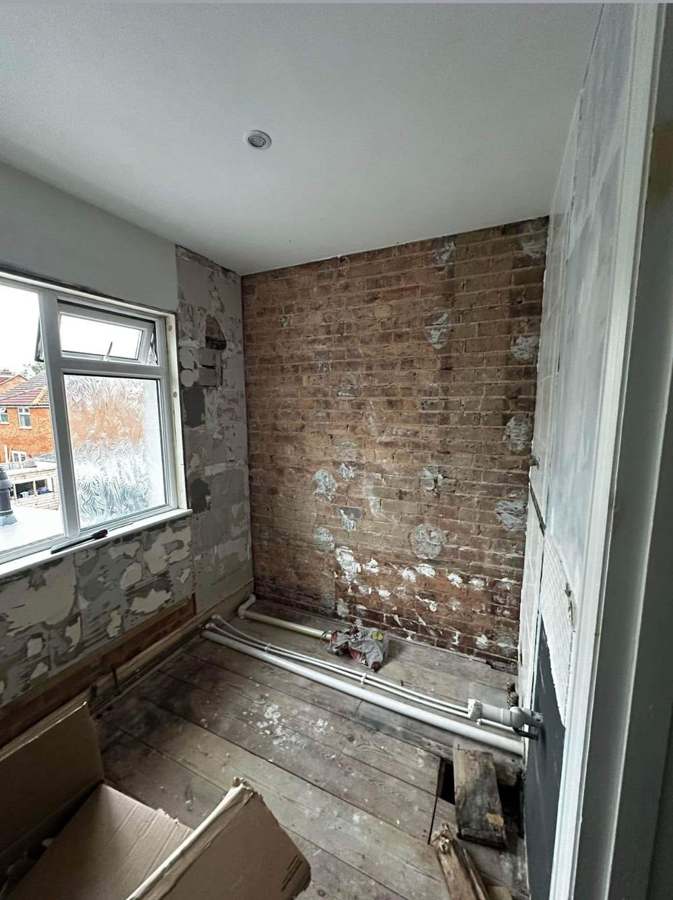 Before — Back to brick — rebuilt in marble & green